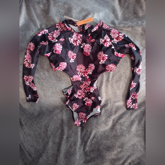 💦wow AONIHUA 🌺Floral 1 Piece Rashguard Swim Suit - Picture 12 of 13